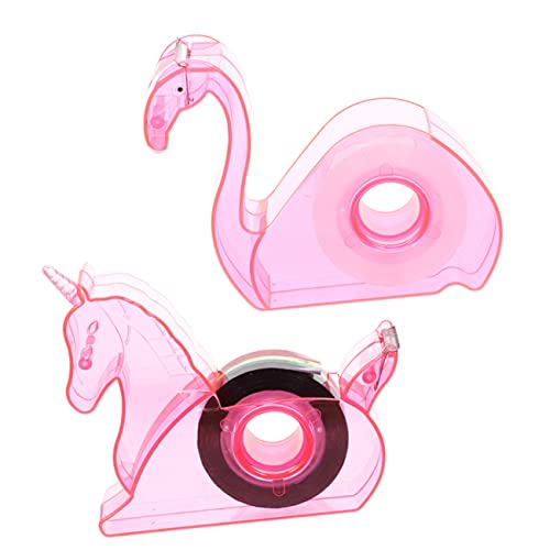 COMNESTBI 2 Sätze Bandschneider klein multi Büro doppelt Tape Dispenser Schreibtisch niedlich Klebeband-Spender-Schreibtisch Bandhalter Wärmebandspender Aufkleber liefern Plastik Rosa von COMNESTBI