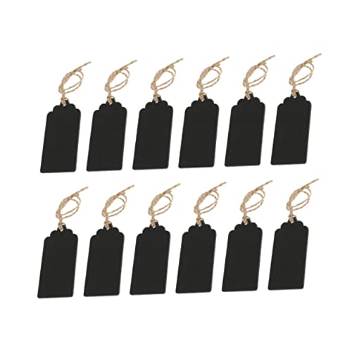 COMNESTBI 50 Stück Hängende Kleine Tafel Schwarzes Brett Erster Schultag Tafel Hängende Mini-tafel Kreidetafel Wandtafel Hängeetikett Tafelzeichen Einseitig Hängendes Memoboard Hölzern Black von COMNESTBI