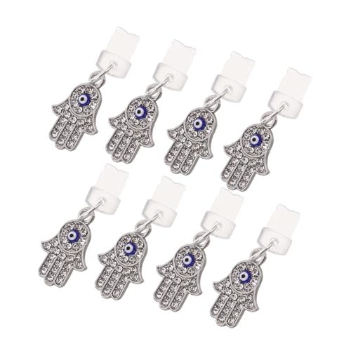COMNESTBI 8 Stück Mobile Staubstecker Staubdicht Port-staubstopfen Handy-staubstecker-anhänger Ladeanschlussabdeckung Port-staubkappe Port-Anti- -stecker Zinklegierung Silver von COMNESTBI
