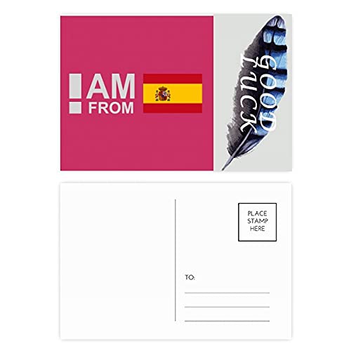 Postkarten-Set "I Am From Spain", Art Deco, modisch, Glücksfedern, 20 Stück von COMP