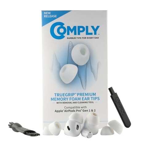 Comply TrueGrip Ersatz-Ohrstöpsel aus Memory-Schaum für Apple AirPods Pro 1 und 2, verbesserter Komfort, sichere Passform, hervorragende Geräuschisolierung, Entfernungs- und Reinigungswerkzeug, Weiß Comply TrueGrip Ersatz-Ohrstöpsel aus Memory-Schaum für Apple AirPods Pro 1 und 2, verbesserter Komfort, sichere Passform, hervorragende Geräuschisolierung, Entfernungs- und Reinigungswerkzeug, Weiß von COMPLY