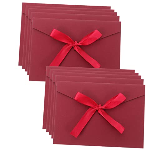 COMPUKAS 10Stücke Briefumschläge mit Schleife Dekorative Umschläge für Glückwunschkarten Hochzeitseinladungen und Geburtstagskarten Hochwertiges Umschlagpapier von COMPUKAS