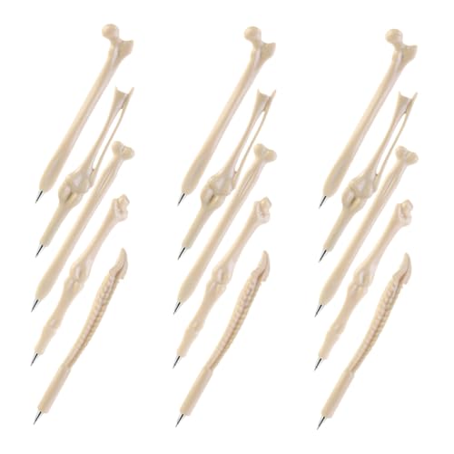 COMPUKAS 15pcs Blue Tinte Knochenformballpunkte Stifte Funnor Novelty Bone Kugelstifte Doktor Für Doktorschwester Student Party Verrückte Halloween -lieferungen von COMPUKAS