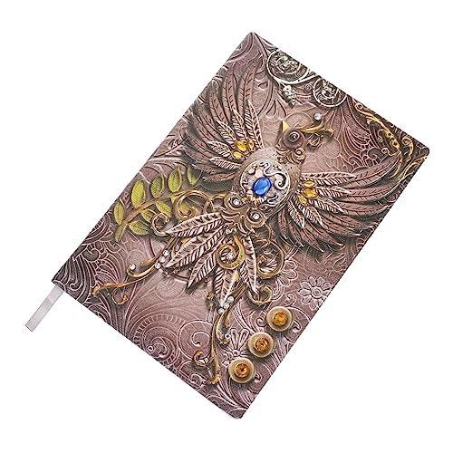 COMPUKAS Retro Notizbuch mit Phoenix Muster Hardcover Notizblock für Reisen DIY Projekte und Journaling Design Doppelseitiges Schreiben für Freunde von COMPUKAS