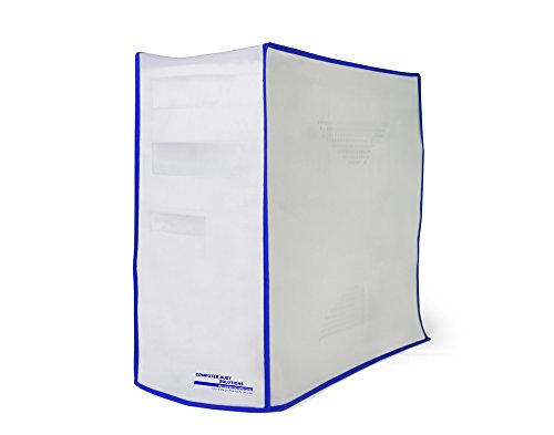 Computer Dust Solutions CPU-Staubschutz, bedeckt PC-Gehäuse, durchscheinende Kokosnuss-Creme-Farbe mit blauem Rand, mehrere für kleine Desktop-Mini-Tower (4.5 B x 11 H x 14 T) von COMPUTER DUST SOLUTIONS