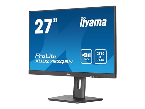 iiyama Prolite XUB2792QSN-B5 68,5cm 27" IPS LED Monitor WQHD HDMI DP USB-C USB3.0 USB-C dock 65W LAN Slim Line Höhenverstellung Pivot schwarz von COMPUTER MOUSE