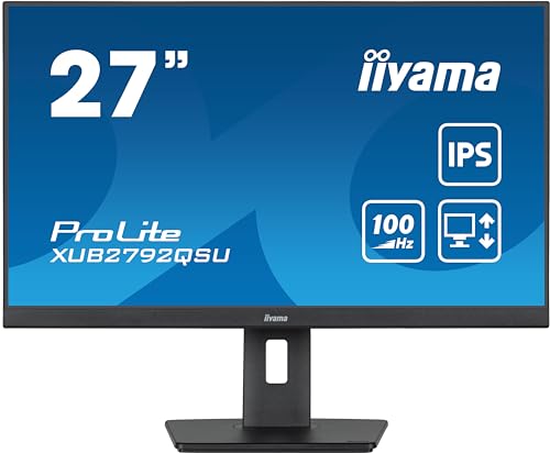 iiyama Prolite XUB2792QSU-B6 68,5cm 27" IPS LED-Monitor WQHD 100Hz HDMI DP USB3.2 FreeSync Höhenverstellung Pivot schwarz von iiyama