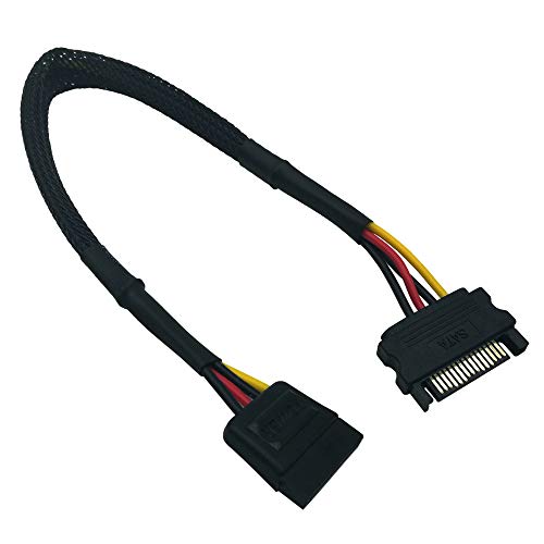 COMeap (2er-Pack) 15 Pin SATA Leistung Erweiterung Kabel Männlich zu weiblich Geflochtene Ärmel Adapter 30 cm (12 Zoll) von COMeap