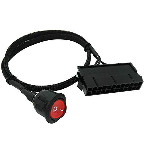 COMeap 24 Pin ATX Rote LED EIN- / Ausschalter Jumper Bridge Adapter Geflochtenes Kabel 55 cm (21,5 Zoll) von COMeap