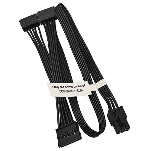 COMeap 6 pin bis 3x15 pin SATA Festplatten Adapter Kabel für Modulares Corsair Netzteil 50 cm (20 Zoll) von COMeap