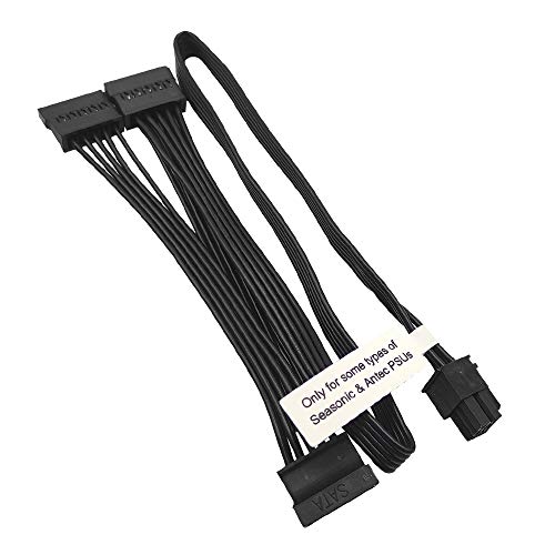 COMeap Seasonic Antec Modulares Netzteil 6-pin Stecker bis 3X 15-pin SATA weibliches Festplatten Adapter Kabel für BTC Mining Riser-Karte 50 cm (20 Zoll) von COMeap