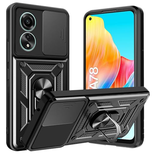 CONAPIKA Hülle für Oppo A78 4G, Militär Robust Strapazierfähig Handyhülle 360 Grad Metall Ring Ständer Stoßfest TPU + Hart PC Rückseite Armor Hüllen Anti-Kratzer Bumper Schutzhülle mit Kameraschutz von CONAPIKA