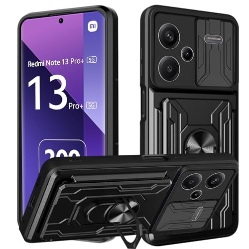 CONAPIKA Hülle für Redmi Note 13 PRO+ 5G/Note 13 PRO+Plus 5G,[Kameraschutz][360° Metall Ring Ständer][Kartenfach Slot] Hart PC Gehäuse+TPU Hybrid Handyhülle Militär Robust Anti-Kratzer Schutzhülle von CONAPIKA