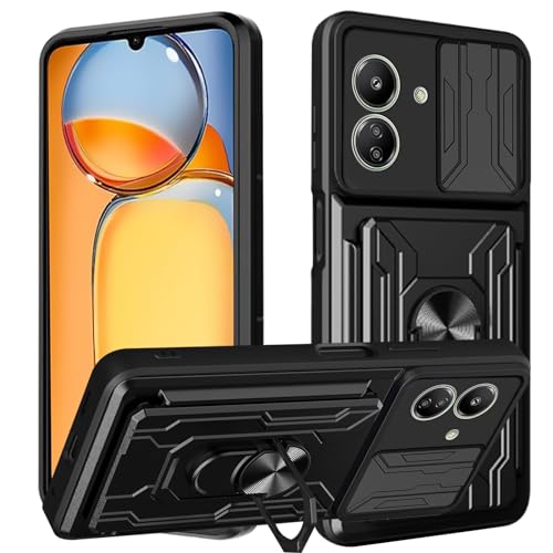 CONAPIKA Hülle für Xiaomi POCO C65/Redmi 13C 4G,[Kameraschutz][360° Metall Ring Ständer][Kartenfach Slot]Hart PC Gehäuse+TPU Hybrid Stoßfeste Handyhülle Militär Robust Anti-Kratzer Bumper Schutzhülle von CONAPIKA