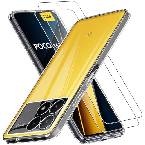 CONAPIKA Hülle für Xiaomi Poco X6 PRO 5G mit 2 Stück Schutzfolie, Ultra Dünn Klarsicht Handy Schutzhülle Premium Weiche TPU Rückseite Schale Leicht Anti-Kratzer Anti-Rutsch Stoßdämpfung Handyhülle von CONAPIKA