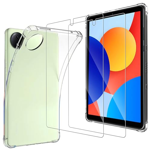 CONAPIKA Klar Hülle für Redmi Pad SE 4G 8.7 Zoll mit 2 Stück Schutzfolie, Flexibles Schlank Leicht Weich TPU EckenFallschutz Bumper Schutzhülle Stoßfest Anti-Kratzen Transparent Tablet hülle von CONAPIKA