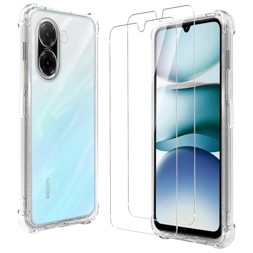CONAPIKA Klar Hülle für Xiaomi Redmi A5 4G/Poco C71 4G mit 2 Stück Schutzfolie, Verstärkte Ecken Handy Schutzhülle Cover Sets Ultra Dünn TPU Stoßfeste Kratzfeste Rückseite Schale Handyhülle von CONAPIKA