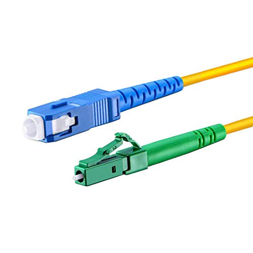 CONBIC® LWL Glasfaser-Kabel – 10m OS2 gelb, LC/APC auf SC/UPC Stecker, Simplex 9/125 Patchkabel – Lichtwellenleiter 10 Meter von CONBIC