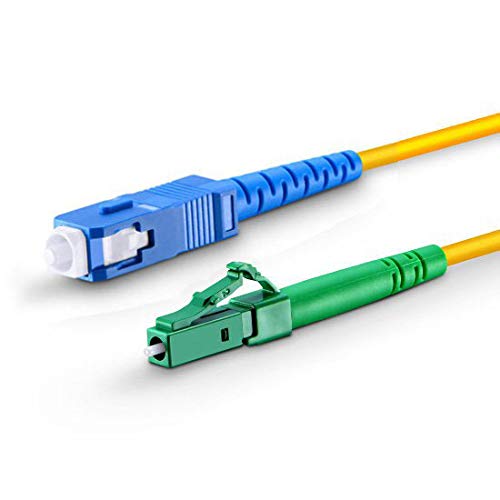 CONBIC® LWL Glasfaser-Kabel – 15m OS2 gelb, LC/APC auf SC/UPC Stecker, Simplex 9/125 Patchkabel – Lichtwellenleiter 15 Meter von CONBIC