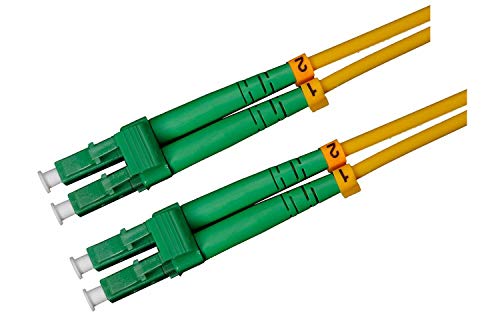 CONBIC® LWL Glasfaser-Kabel – 20m OS2 gelb, LC/APC auf LC/APC Stecker, Duplex 9/125 Patchkabel G.652.D – Lichtwellenleiter 20 Meter von CONBIC
