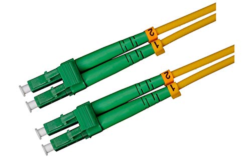 CONBIC® LWL Glasfaser-Kabel – 50m OS2 gelb, LC/APC auf LC/APC Stecker, Duplex 9/125 Patchkabel G.657.A2– Lichtwellenleiter 50 Meter von CONBIC