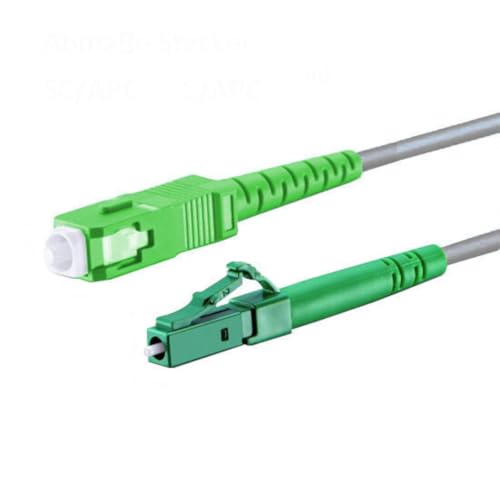 CONBIC® LWL Glasfaser-Kabel – OS2 grau, SC/APC auf LC/APC 8° Stecker, Simplex 9/125 Patchkabel – Lichtwellenleiter Meterauswahl G.657.A2 (15m) von CONBIC