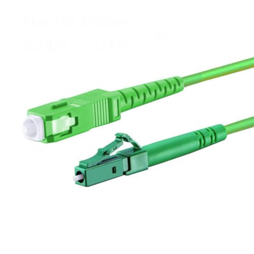 CONBIC® LWL Glasfaser-Kabel – OS2 grün, SC/APC auf LC/APC 8° Stecker, Simplex 9/125 Patchkabel – Lichtwellenleiter Meterauswahl G.657.A2 (5m) von CONBIC