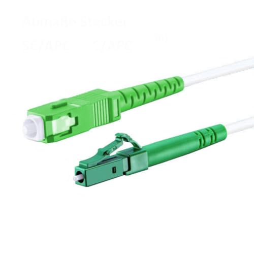CONBIC® LWL Glasfaser-Kabel – OS2 weiß, SC/APC auf LC/APC 8° Stecker, Simplex 9/125 Patchkabel – Lichtwellenleiter Meterauswahl G.657.A2 (2m) von CONBIC