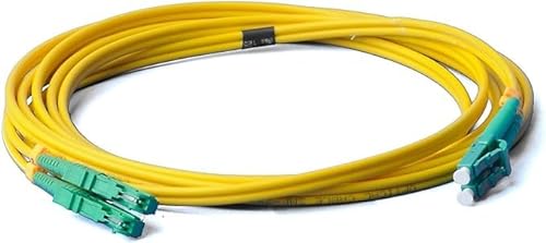 CONBIC LWL Glasfaser-Kabel – 10m OS2 gelb, E2000/APC auf LC/APC Stecker, Duplex 9/125 Patchkabel – Lichtwellenleiter 10 Meter von CONBIC