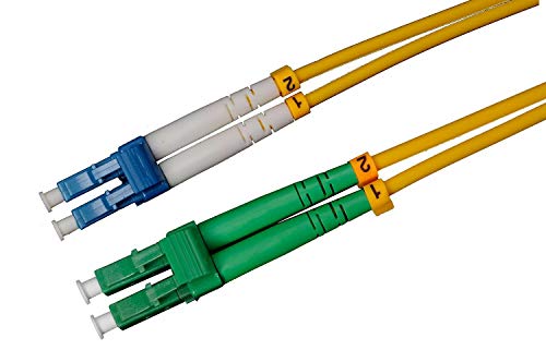 LWL Glasfaser-Kabel – 1m OS2 gelb, LC/APC auf LC/UPC Stecker, Duplex 9/125 Patchkabel – Lichtwellenleiter 1 Meter von CONBIC