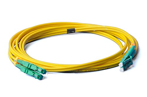 LWL Glasfaser-Kabel – 2m OS2 gelb, E2000/APC-LC/APC Stecker, Duplex 9/125 Patchkabel – Lichtwellenleiter 2 Meter von CONBIC