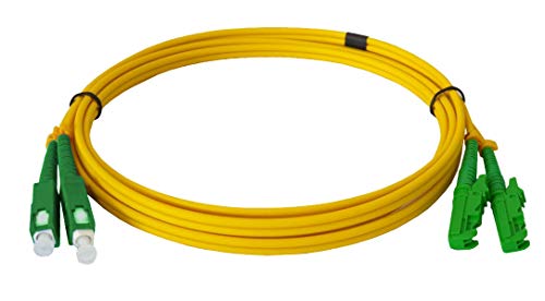 LWL Glasfaser-Kabel – 2m OS2 gelb, E2000/APC-SC/APC Stecker, Duplex 9/125 Patchkabel – Lichtwellenleiter 2 Meter von CONBIC