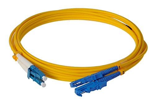 LWL Glasfaser-Kabel – 2m OS2 gelb, E2000/UPC-LC/UPC Stecker, Duplex 9/125 Patchkabel – Lichtwellenleiter 2 Meter von CONBIC