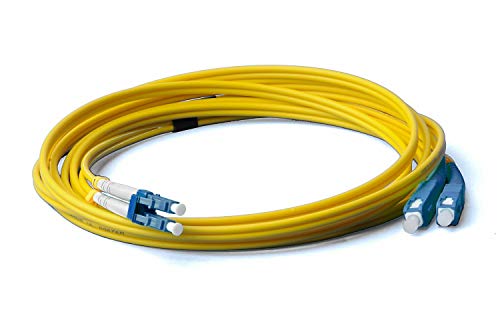 LWL Glasfaser-Kabel – 2m OS2 gelb, LC auf SC Stecker, Duplex 9/125 Patchkabel – Lichtwellenleiter 2 Meter von CONBIC