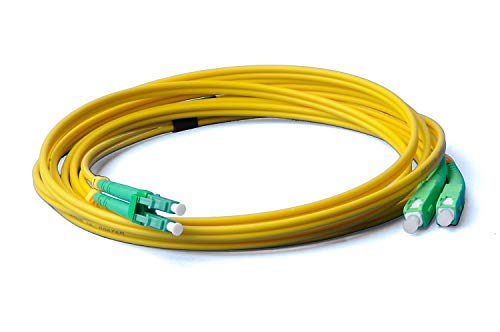 LWL Glasfaser-Kabel – 3m OS2 gelb, LC/APC auf SC/APC Stecker, Duplex 9/125 Patchkabel – Lichtwellenleiter 3 Meter von CONBIC