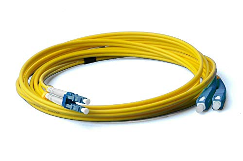 LWL Glasfaser-Kabel – 5m OS2 gelb, LC/UPC auf SC/UPC Stecker, Duplex 9/125 Patchkabel – Lichtwellenleiter 5 Meter von CONBIC