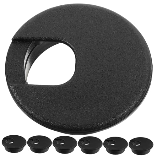 CONGARTENO Kabellochabdeckung mit einfachem Design 20 Stück Kabeltüllen Schreibtisch-Drahttülle runde Kabellochstopfen schwarz Kabel-Organizer 50 mm Durchmesser von CONGARTENO