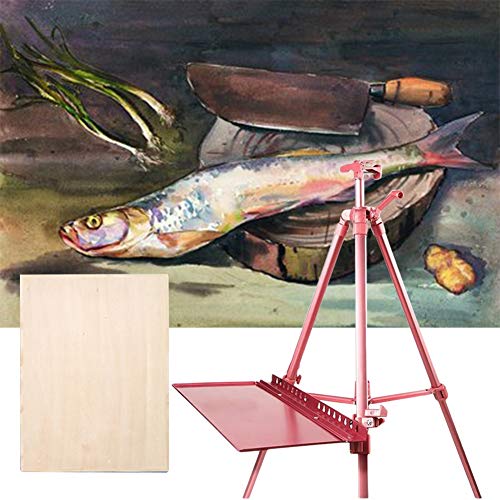 CONGRUI Aluminium-Feld-Staffelei, Ausstellungsständer, Staffelei, Zubehör, Staffelei und Leinwand, Set (Rosa) von CONGRUI