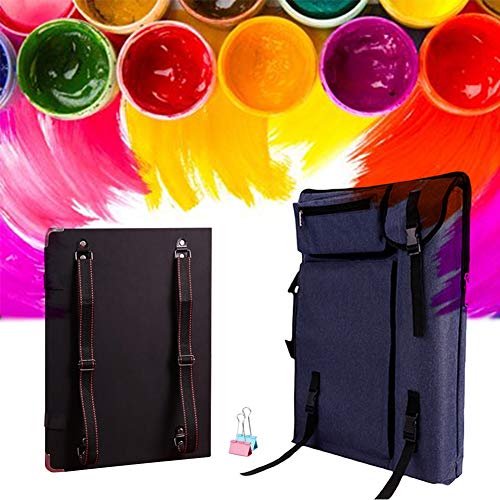 CONGRUI Aluminium-Staffelei, Zubehör, verstellbare Kunst- und Buchstaffelei, große Kapazität, Staffelei, Rucksack (Dunkelblau, Canvas-Tasche und Skizzenblock) von CONGRUI