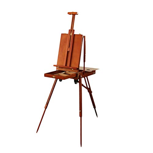 CONGRUI Caballete De Pintura Herren Staffelei Tragbare Staffelei Box für Malerei Künstler Ölfarbe Ständer Holz Staffelei Box Malerei Zubehör (Rot) von CONGRUI
