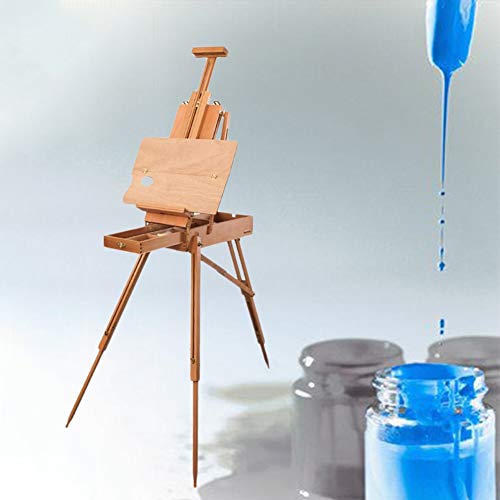 CONGRUI Faltbare Malstaffelei aus Buchenholz, Ölgemäldebox, Desktop-Staffelei, Kunstbedarf (Beige) von CONGRUI
