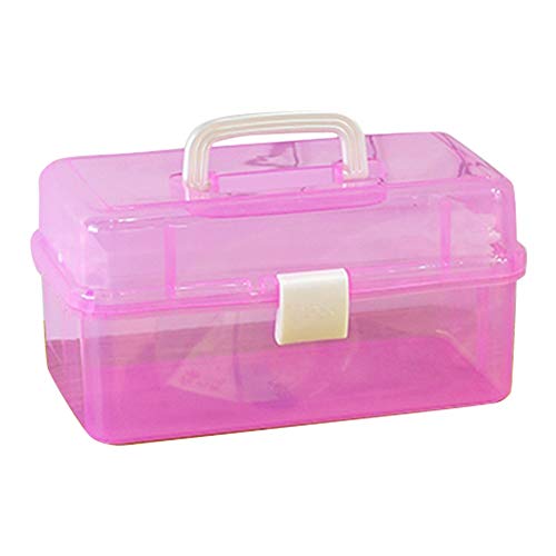 CONGRUI Freischwingende Künstler-Bastelbox mit 3 Ablagen, Kunstmalerei, Familienmedizin-Box, Make-up-Aufbewahrung (Rosa) von CONGRUI