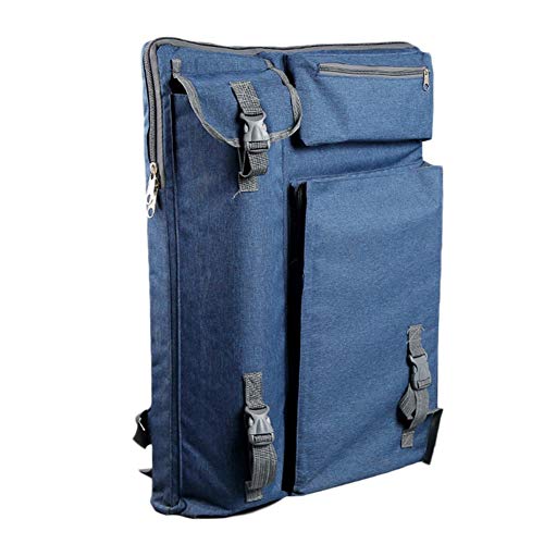 CONGRUI Große Kunsttasche für Zeichenbrett, Malset, Reise-Skizzentasche für Skizzierwerkzeuge, Leinwand, Malerei, Kunstbedarf (blau) von CONGRUI