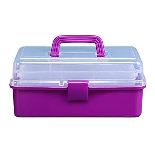CONGRUI Multifunktionale Aufbewahrungsbox aus Kunststoff, 3 Ebenen, platzsparend, Medikamentenbox, faltbares Design (lila) von CONGRUI