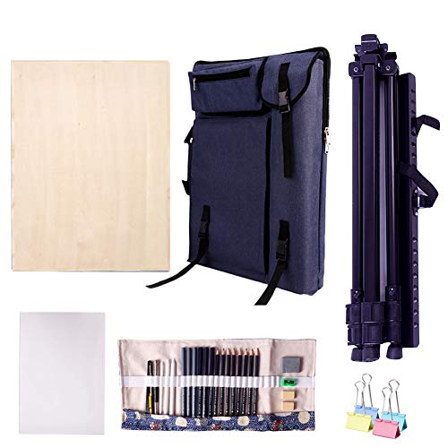 CONGRUI Rucksack-Staffelei, Ständer, Staffelei für Display, Zeichenbrett, Künstler, Staffelei für Künstler, winddicht, faltbar (dunkelblau) von CONGRUI