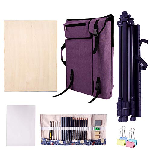 CONGRUI Rucksack-Staffelei, Ständer, Staffelei für Display, Zeichenbrett, Künstler, Staffelei für Künstler, winddicht, faltbar (lila) von CONGRUI