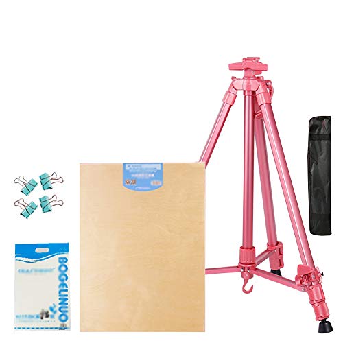 CONGRUI Staffelei, Malerei, Skizze, Jäten, Staffelei, Ständer, Zeichentisch, Box, Ölgemälde, Kunstbedarf, Zeichenbretter (Rosa, Staffelei + 4K-Zeichenbrett) von CONGRUI