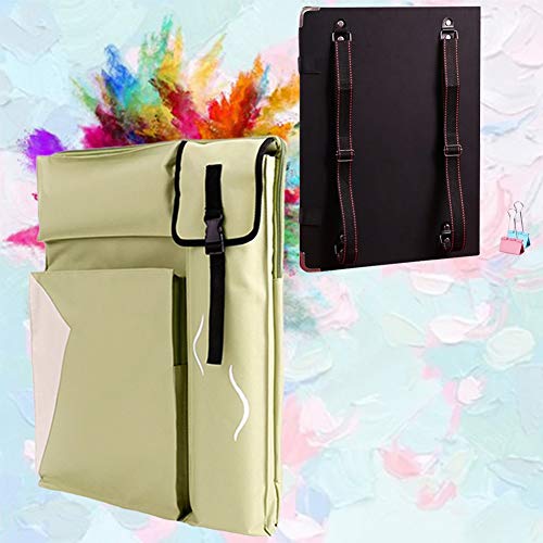 CONGRUI Staffelei-Ständer, Künstler-Malset mit Aluminium-Staffelei, Zubehör, große Kapazität, Staffeleien, Rucksack (Grün, Canvas-Tasche und Skizzenblock) von CONGRUI