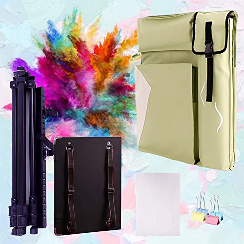 CONGRUI Staffelei-Ständer, Künstler-Malset mit Aluminium-Staffelei, Zubehör, große Kapazität, Staffeleien, Rucksack (Grün, Leinentasche und Staffelei) von CONGRUI