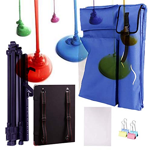 CONGRUI Staffelei-Ständer für Bilderrahmen, Staffelei, Ständer für Flipcharts, große Kapazität, Staffelei, Rucksack (Blau, Leinentasche und Staffelei) von CONGRUI